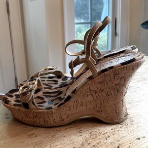 Stuart Weitzman pair of leopard wedges